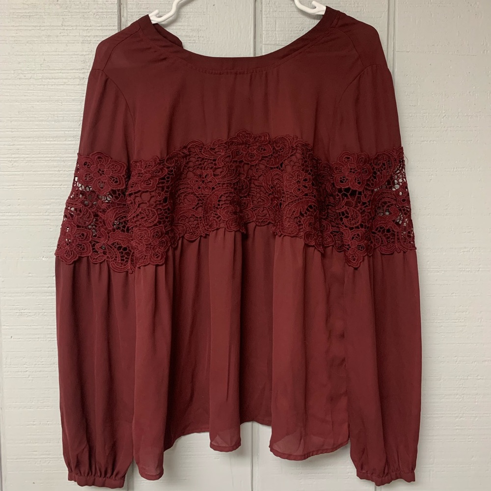 Harlowe and Graham burgundy Blouse